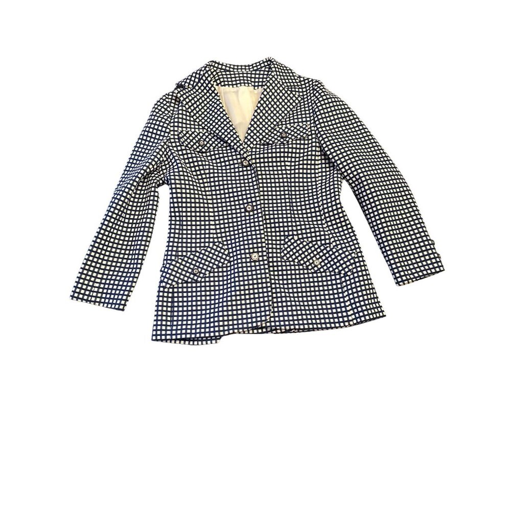 David Crystal Fashion Womens Checkered‎ Blazer Jacket Size 14